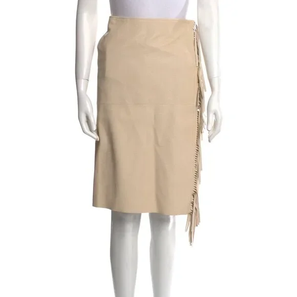 Stella McCartneyfringed faux leather wrap skirt